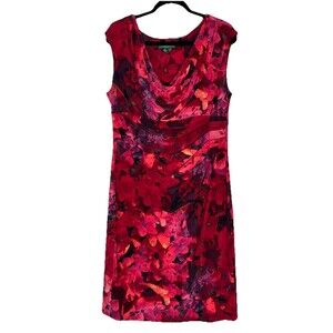Lauren Ralph Lauren Floral Dress Size 16 Ruched Cowl Neck Office Travel Event
